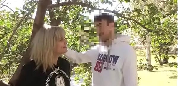  "Hey, wanna fuck me" Blonde teen gives her pussy away at the park